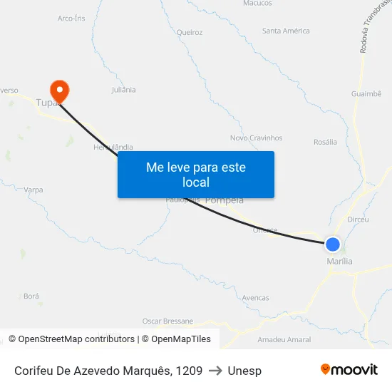 Corifeu De Azevedo Marquês, 1209 to Unesp map