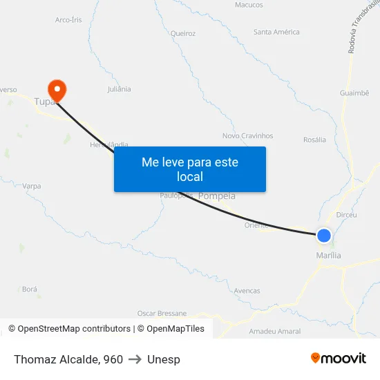 Thomaz Alcalde, 960 to Unesp map