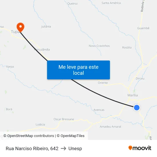 Rua Narciso Ribeiro, 642 to Unesp map