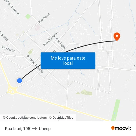 Rua Iacri, 105 to Unesp map