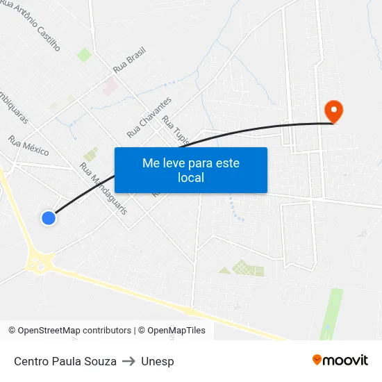 Centro Paula Souza to Unesp map