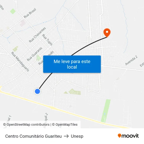 Centro Comunitário Guariteu to Unesp map