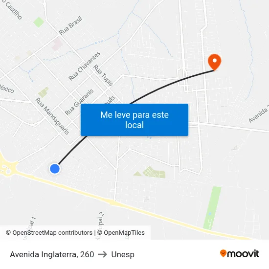 Avenida Inglaterra, 260 to Unesp map