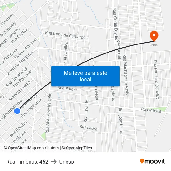 Rua Timbiras, 462 to Unesp map
