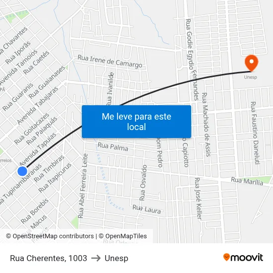 Rua Cherentes, 1003 to Unesp map