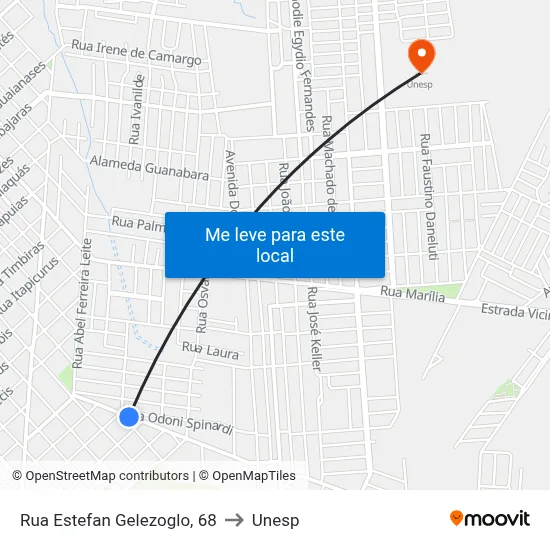 Rua Estefan Gelezoglo, 68 to Unesp map