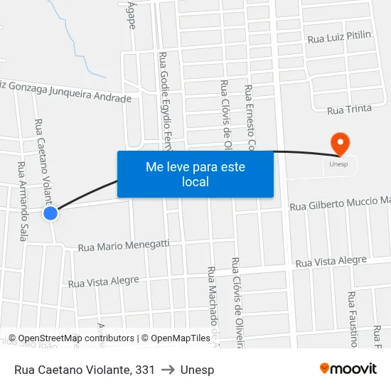 Rua Caetano Violante, 331 to Unesp map