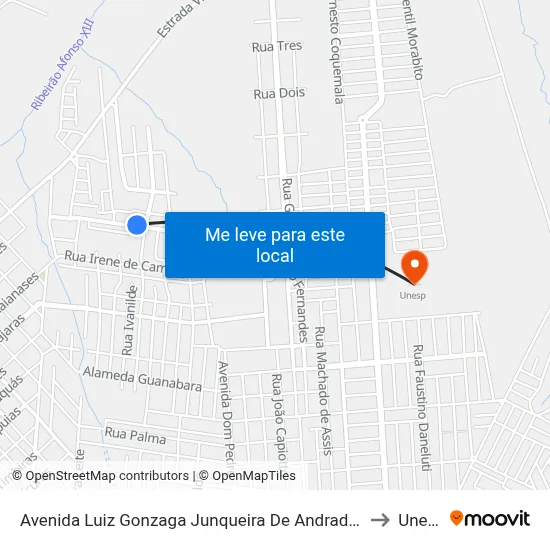Avenida Luiz Gonzaga Junqueira De Andrade, 385 to Unesp map
