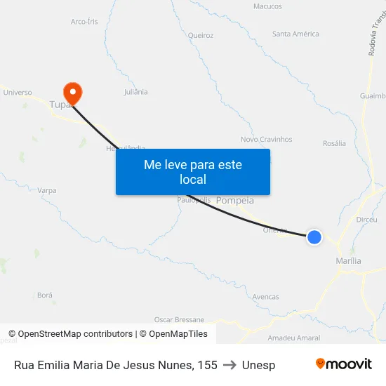 Rua Emilia Maria De Jesus Nunes, 155 to Unesp map
