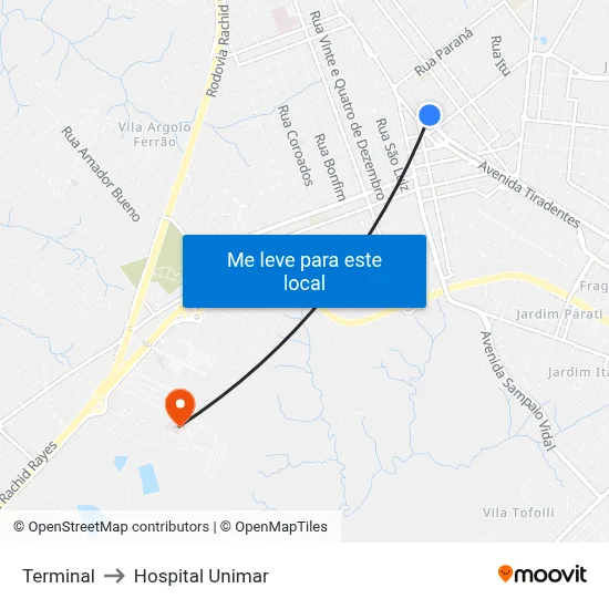 Terminal to Hospital Unimar map