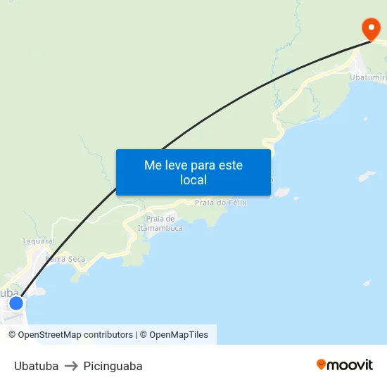 Ubatuba to Picinguaba map