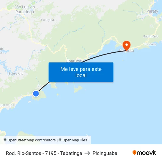 Rod. Rio-Santos -  7195 - Tabatinga to Picinguaba map
