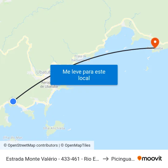 Estrada Monte Valério -  433-461 - Rio Escuro to Picinguaba map