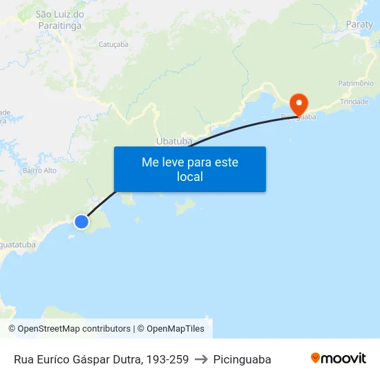 Rua Euríco Gáspar Dutra, 193-259 to Picinguaba map