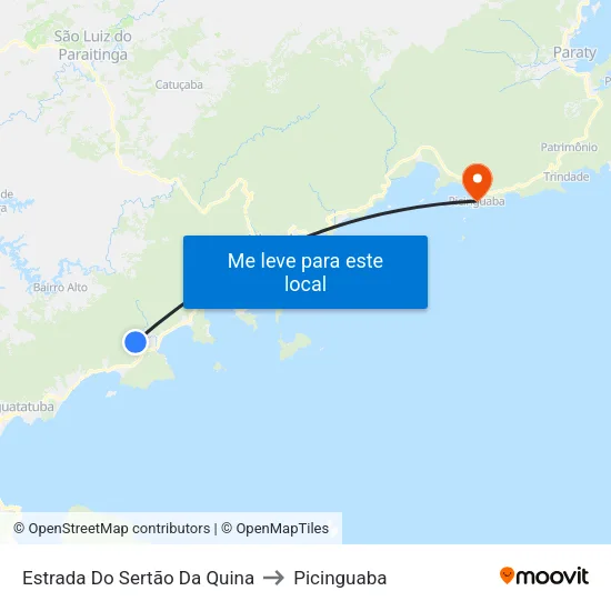 Estrada Do Sertão Da Quina to Picinguaba map