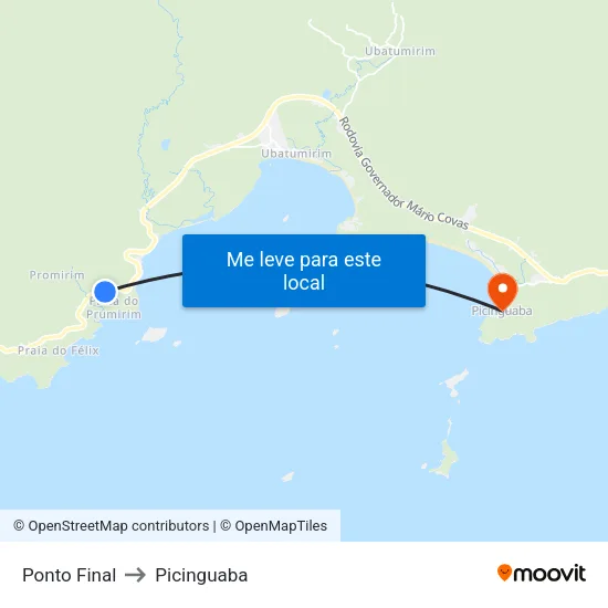 Ponto Final to Picinguaba map