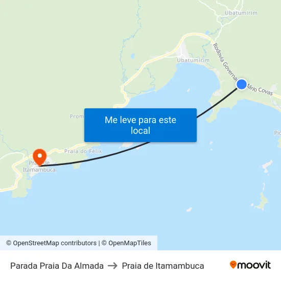 Parada Praia Da Almada to Praia de Itamambuca map