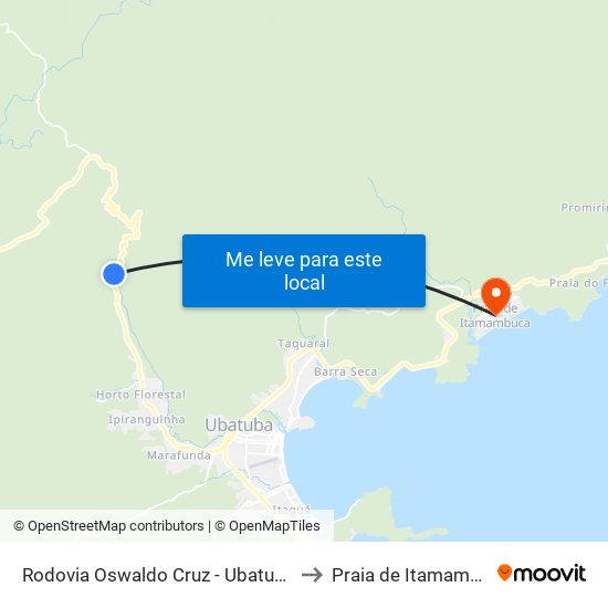 Rodovia Oswaldo Cruz -  Ubatuba - SP to Praia de Itamambuca map