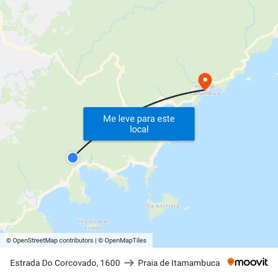 Estrada Do Corcovado, 1600 to Praia de Itamambuca map