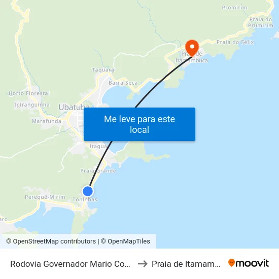 Rodovia Governador Mario Covas  45 to Praia de Itamambuca map