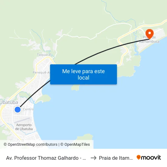 Av. Professor Thomaz Galhardo -  811-883 - Centro to Praia de Itamambuca map