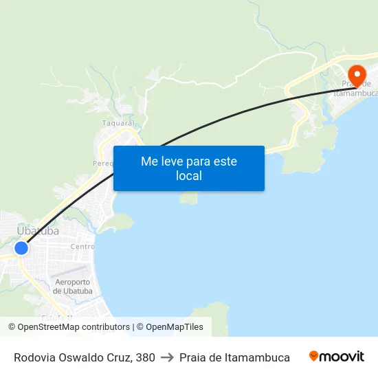 Rodovia Oswaldo Cruz, 380 to Praia de Itamambuca map