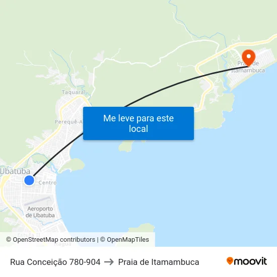 Rua Conceição 780-904 to Praia de Itamambuca map