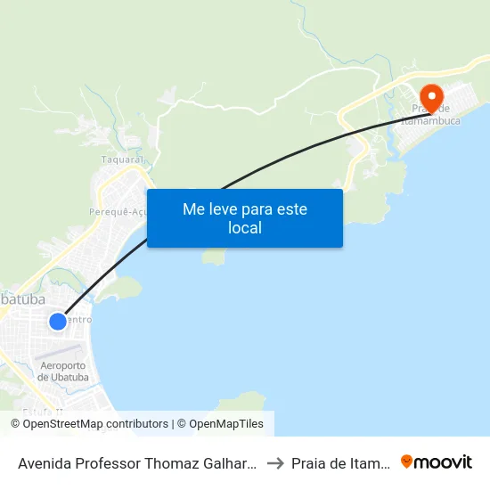 Avenida Professor Thomaz Galhardo -  585 - Centro to Praia de Itamambuca map