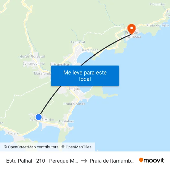 Estr. Palhal -  210 - Pereque-Mirim to Praia de Itamambuca map