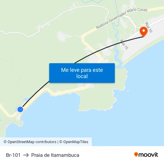 Br-101 to Praia de Itamambuca map