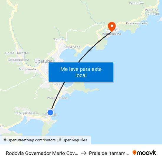 Rodovia Governador Mario Covas 471 to Praia de Itamambuca map