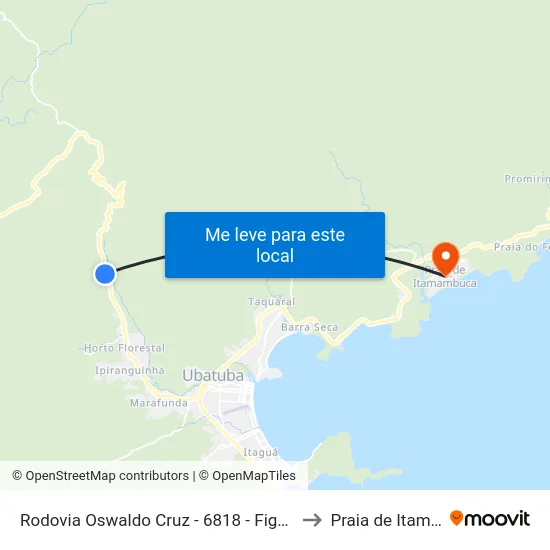 Rodovia Oswaldo Cruz -  6818 - Figueira (Pé Da Serra) to Praia de Itamambuca map