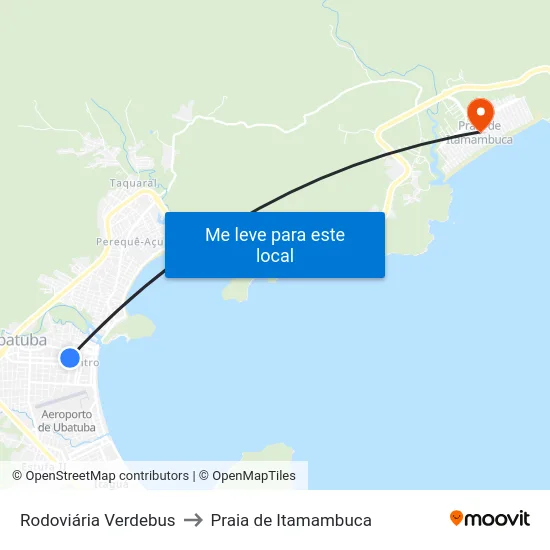 Rodoviária Verdebus to Praia de Itamambuca map