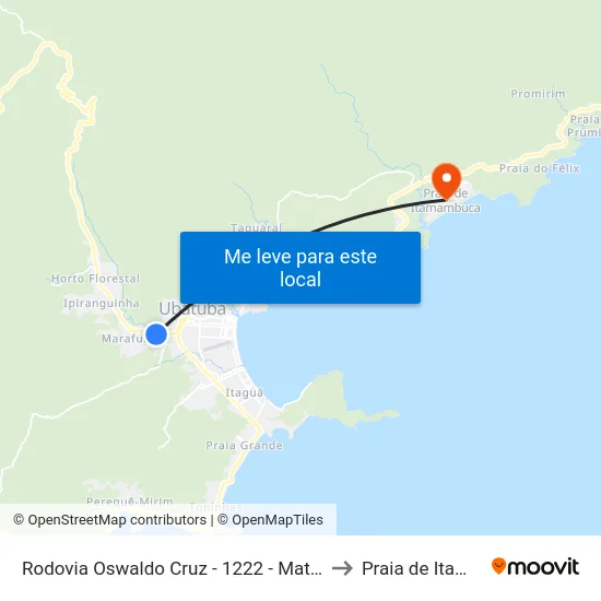 Rodovia Oswaldo Cruz -  1222 - Mato Dentro (Carolina to Praia de Itamambuca map