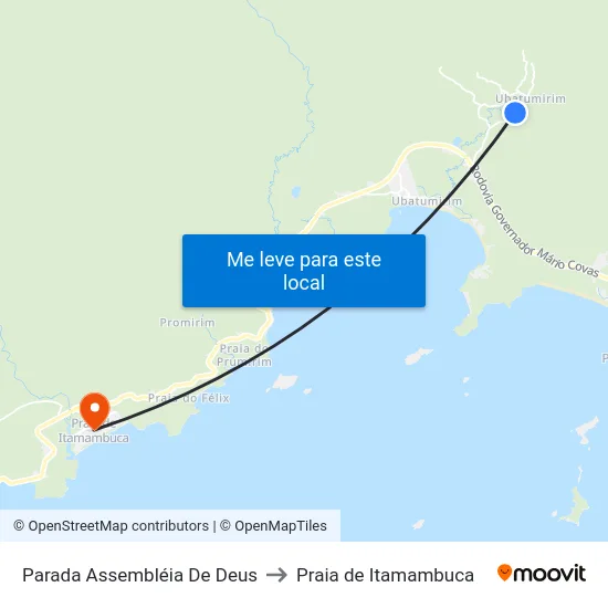 Parada Assembléia De Deus to Praia de Itamambuca map