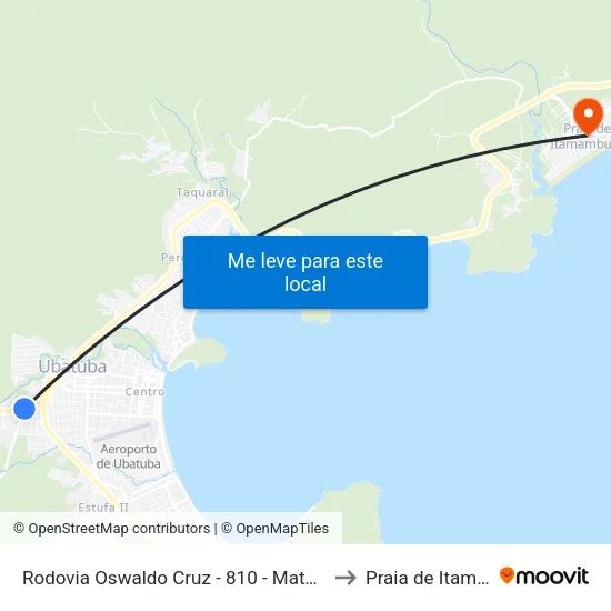 Rodovia Oswaldo Cruz -  810 - Mato Dentro (Carolina to Praia de Itamambuca map