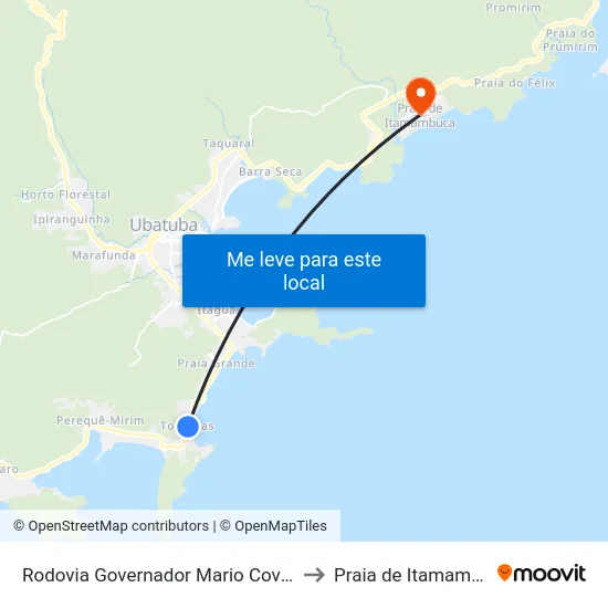 Rodovia Governador Mario Covas 675 to Praia de Itamambuca map