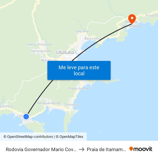 Rodovia Governador Mario Covas  288 to Praia de Itamambuca map