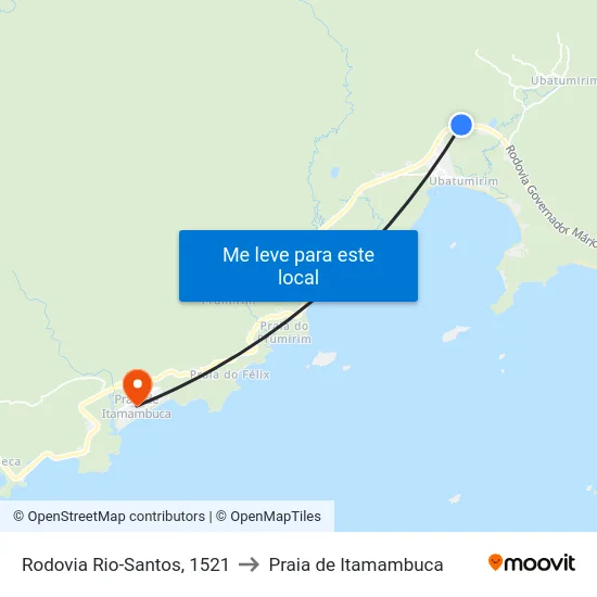 Rodovia Rio-Santos, 1521 to Praia de Itamambuca map