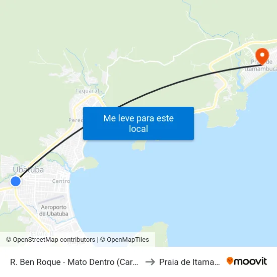 R. Ben Roque - Mato Dentro (Carolina -  Trevo to Praia de Itamambuca map