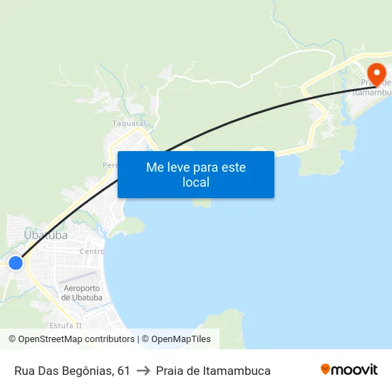 Rua Das Begônias, 61 to Praia de Itamambuca map