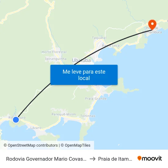 Rodovia Governador Mario Covas 12064-12682 to Praia de Itamambuca map
