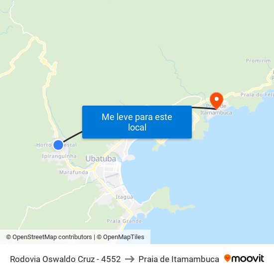 Rodovia Oswaldo Cruz -  4552 to Praia de Itamambuca map