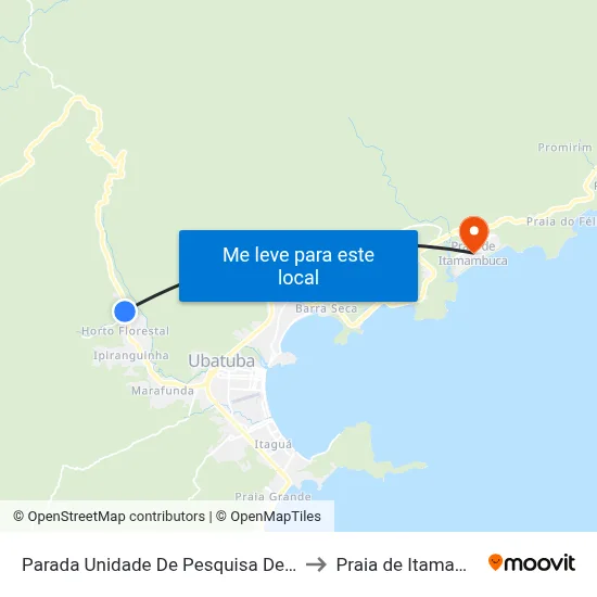 Parada Unidade De Pesquisa De Ubatuba to Praia de Itamambuca map