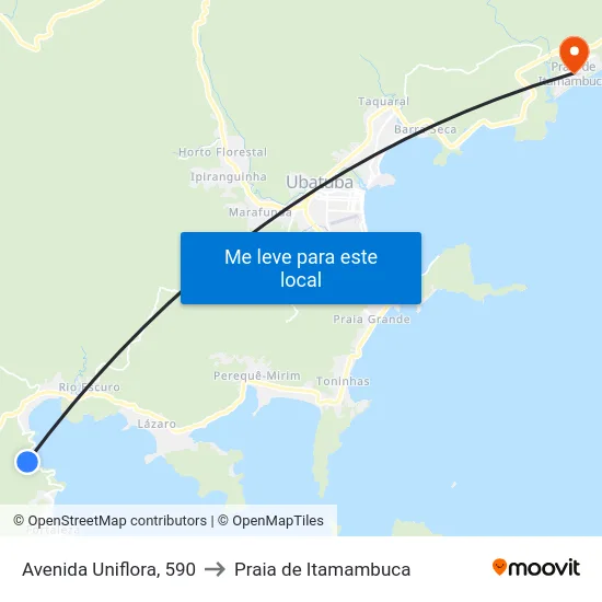 Avenida Uniflora, 590 to Praia de Itamambuca map