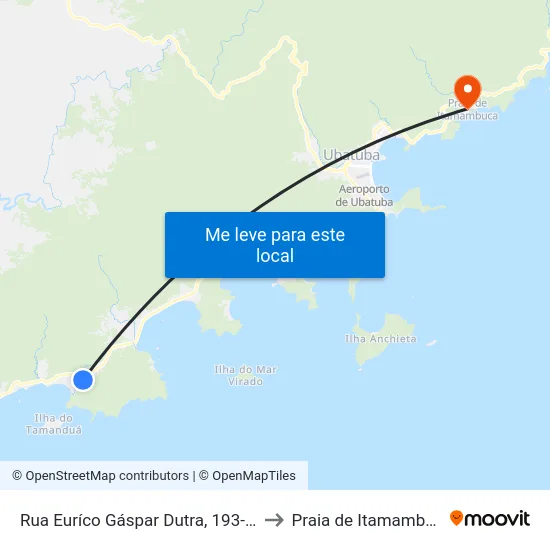 Rua Euríco Gáspar Dutra, 193-259 to Praia de Itamambuca map