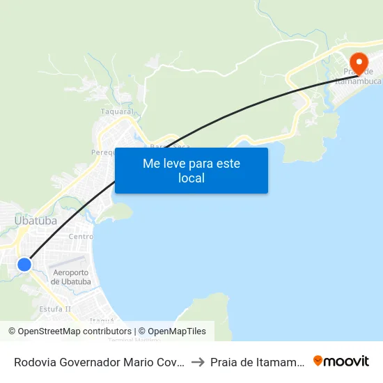 Rodovia Governador Mario Covas 755 to Praia de Itamambuca map