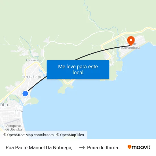Rua Padre Manoel Da Nóbrega, 340-400 to Praia de Itamambuca map