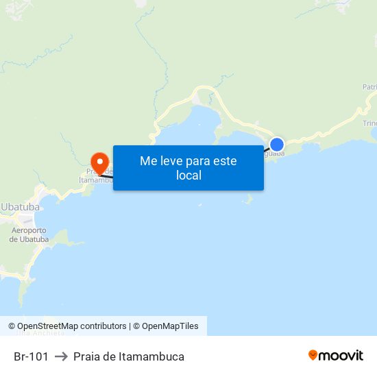 Br-101 to Praia de Itamambuca map