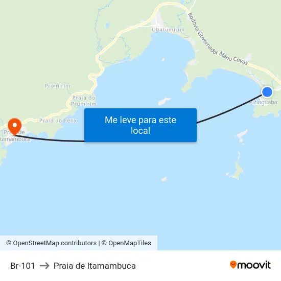 Br-101 to Praia de Itamambuca map